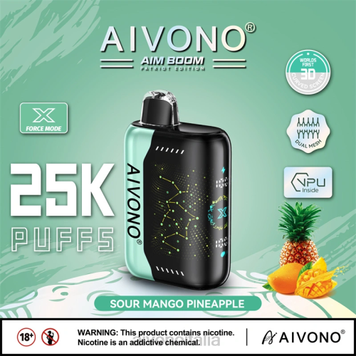 Aivono AIM BOOM 25000 ananas mango acido V4FX351 - Aivono Puffs Italia