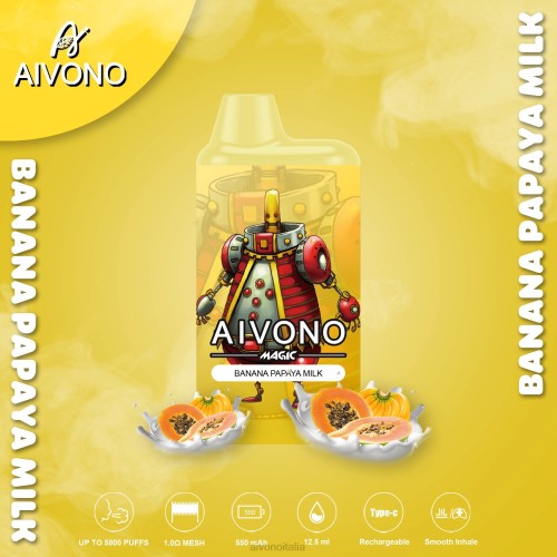 Aivono AIM MAGIC Sigaretta a scatola da 5800 bocche latte di banana e papaia V4FX94 - Aivono Vape Italia