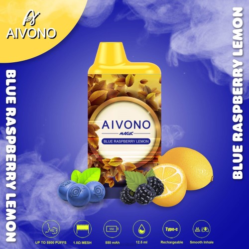 Aivono AIM MAGIC Sigaretta a scatola da 5800 bocche limone lampone blu V4FX91 - Aivono Puffs Italia