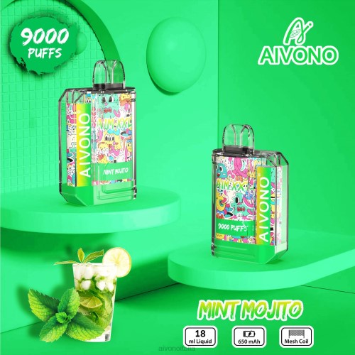 Aivono AIM XXL 9000 adesivo per bocca trasparente mojito alla menta V4FX55 - Aivono Puffs Italia