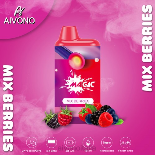 Aivono AIM MAGIC Sigaretta a scatola da 5800 bocche mescolare le bacche V4FX100 - Vape Aivono Italia
